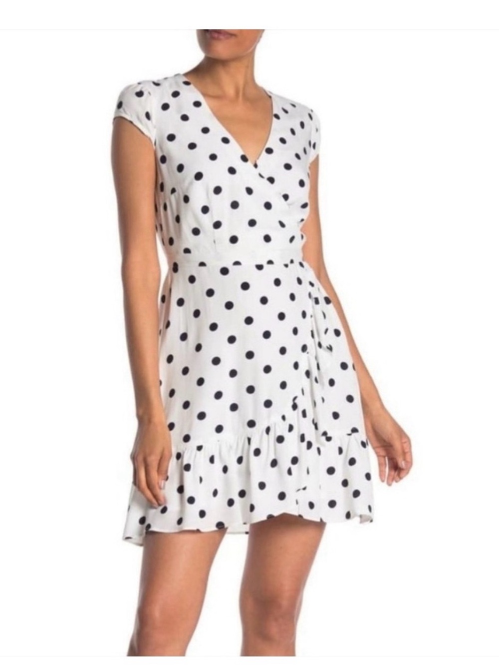 J. Crew White and Black Polka Dot Wrap Mini Dress